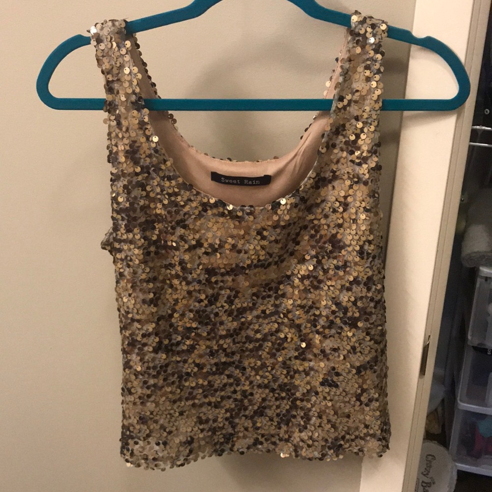Gold sequin tank